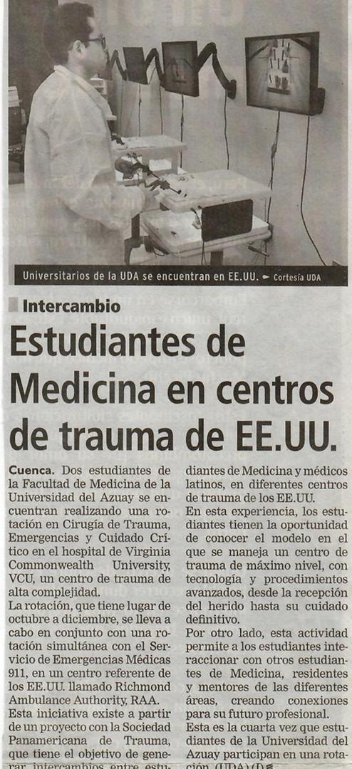 Estudiantes de Medicina en centros de trauma de EE.UU.