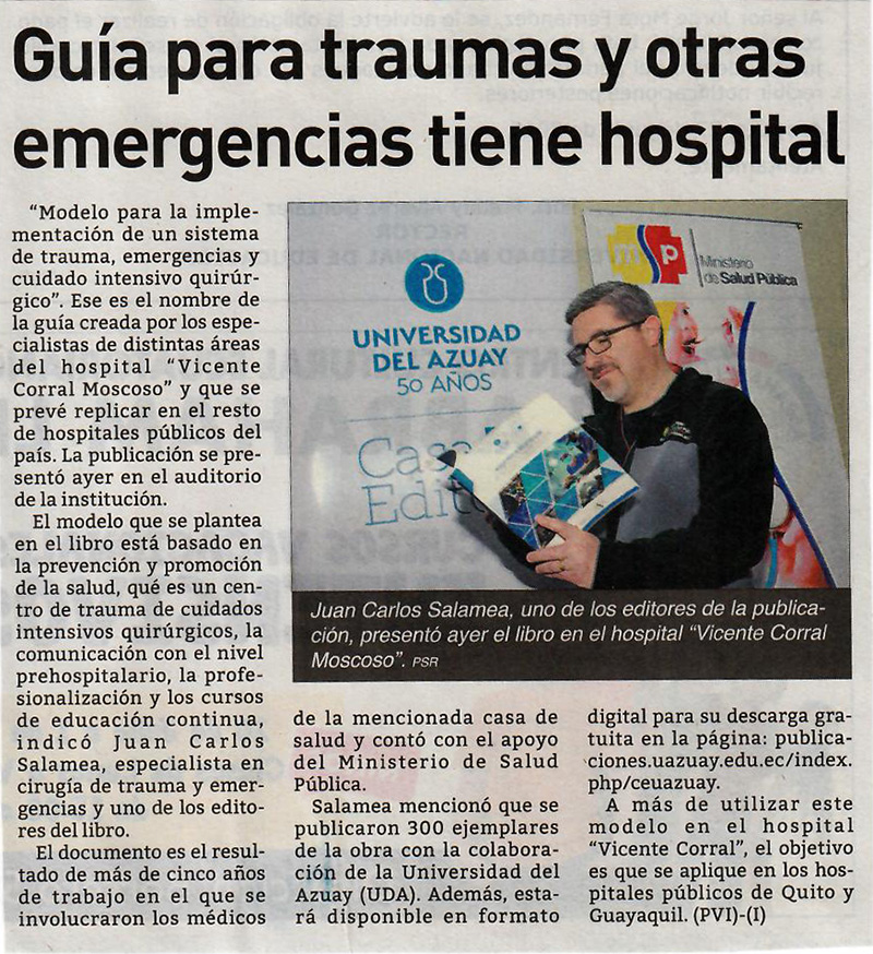 Guía para traumas y otras emergencias tiene hospital