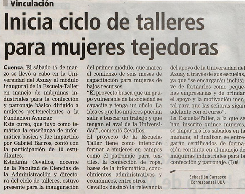 Inicia ciclo de talleres para mujeres tejedoras
