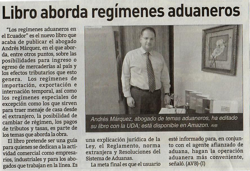 Libro aborda regímenes aduaneros
