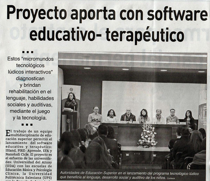 Proyecto aporta con software educativo-terapéutico