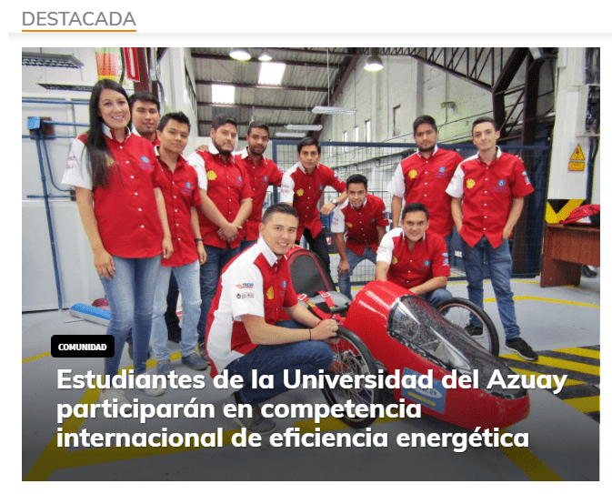 Students of the University of Azuay will participate in international competition for energy efficiency