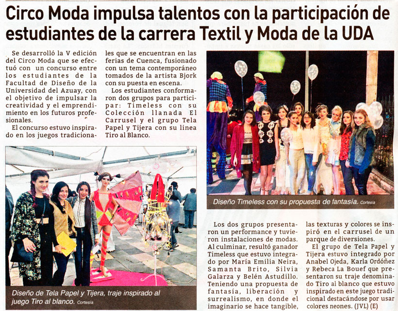 Circo Moda impulsa talentos con la participación de estudiantes de la carrera Textil y Moda de la UDA