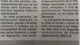 Festival Internacional de Artes escénicas Escenarios Del Mundo- Compañía de Danza de la UDA la Casa de Bernarda Alba 2018