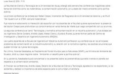 Conferencia "Tecnologías y normativa anticontaminación en la industria automotriz" 