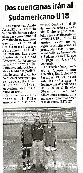 Dos cuencanas irán al sudamericano U18
