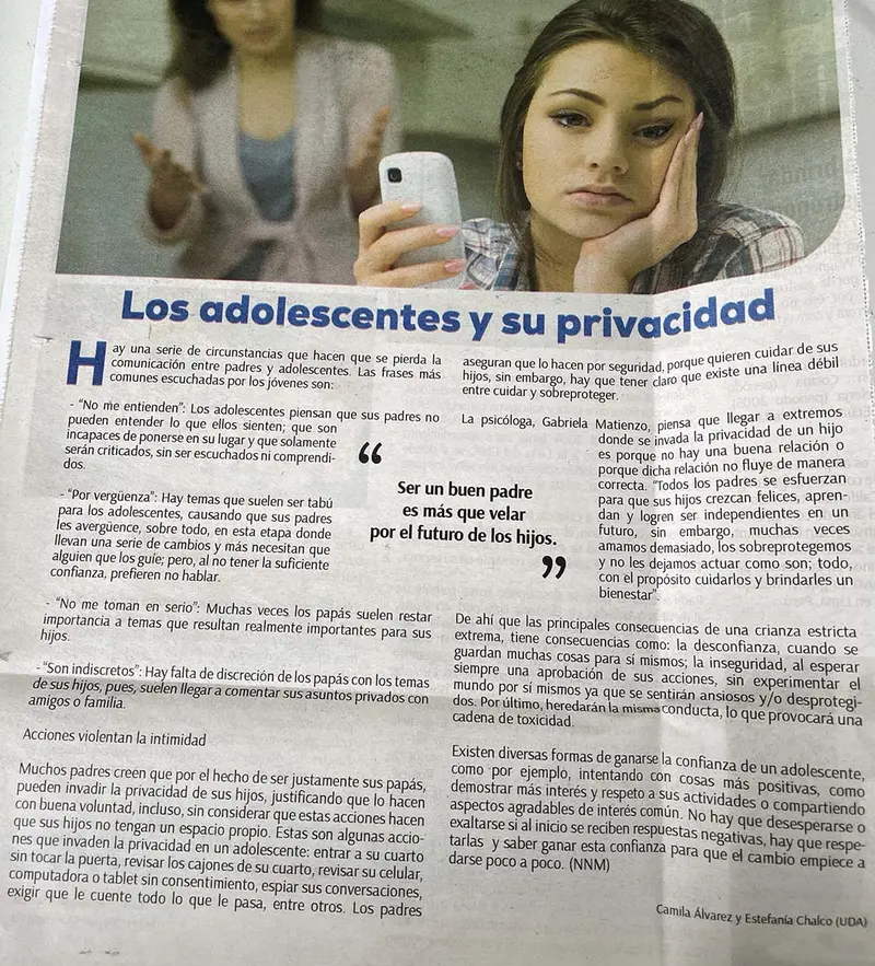 Los adolescentes y su privacidad
