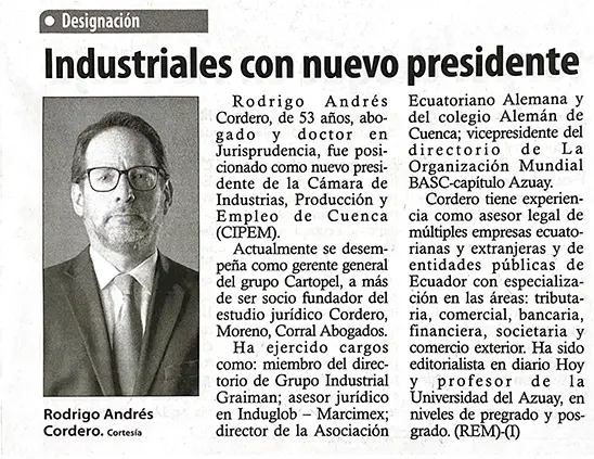 Industriales con nuevo presidente