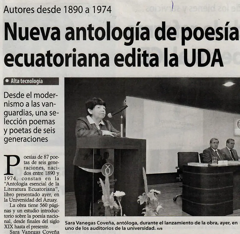 Nueva antología de poesías ecuatoriana edita la UDA 