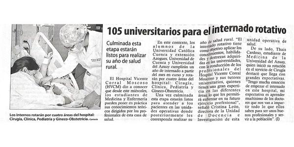 105 universitarios para el internado rotativo 