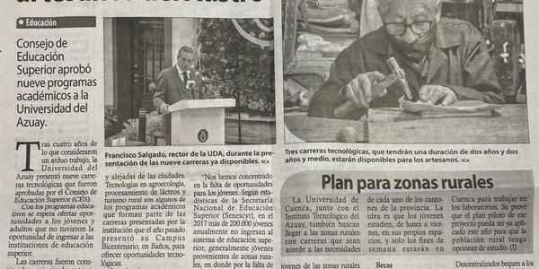 Carreras tecnológicas para los jóvenes y los artesanos del Austro