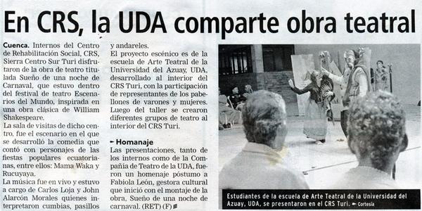 En CRS, la UDA comparte obra teatral