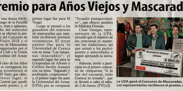 Premian a los Años Viejos y Mascaradas