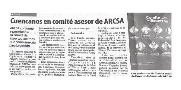 Cuencanos in the advisory committee of ARCSA