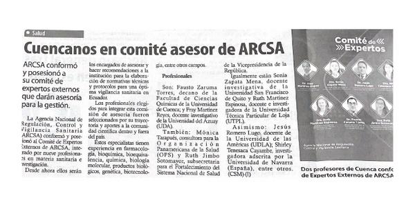 Cuencanos en comité asesor de ARCSA