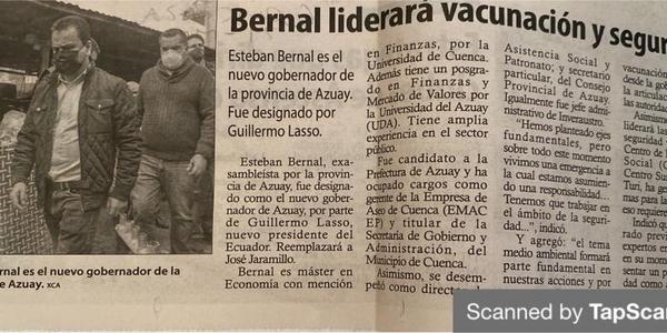 Bernal liderará vacunación y seguridad