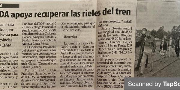 la UDA ayuda recuperar las rieles  del tren