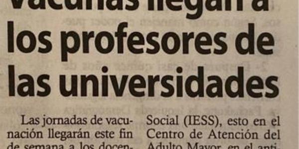 Vacunas llegan a los profesores de las universidades 