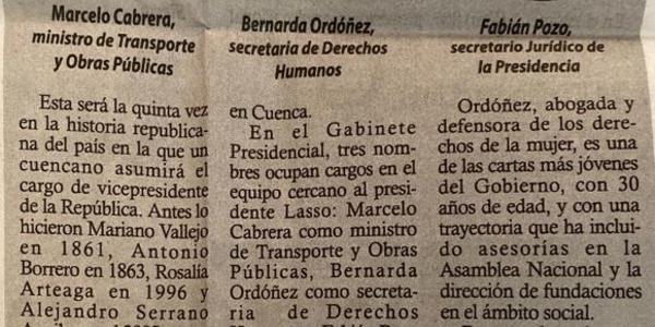 Los rostros cuencanos en el Gobierno