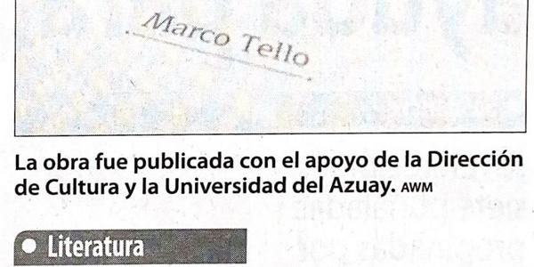 Marco Tello revisa 2 siglos de poesía bajo mirada critica