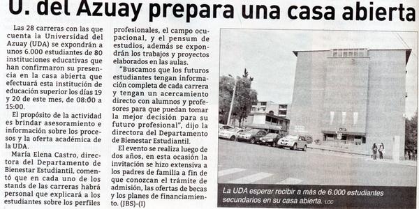 U. del Azuay prepara una casa abierta