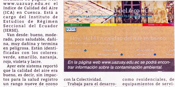 UDA reporta, vía web, los índices de calidad del aire