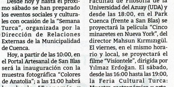 Dedican semana para destacar cultura turca