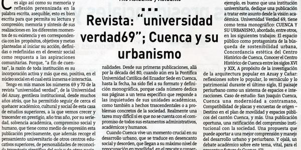 Revista: "universidad verdad69"  Cuenca y su urbanismo