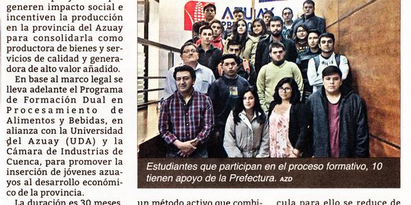 Un año de formación dual sobre los alimentos y bebidas