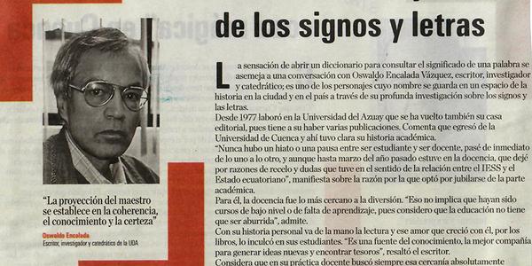 Encalada no se jubilará de los signos y letras 