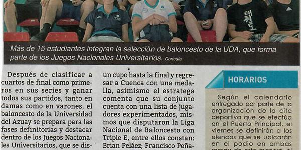 Baloncesto de la UDA destaca en los Juegos Universitarios