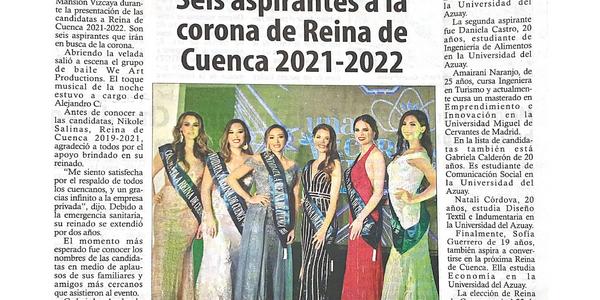 Seis aspirantes a la corona de Reina de Cuenca 2021-2022