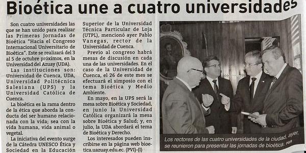 Bioética une a cuatro universidades
