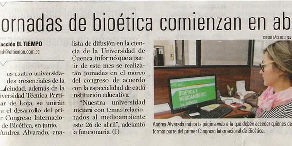 Jornadas de bioética comienzan en abril