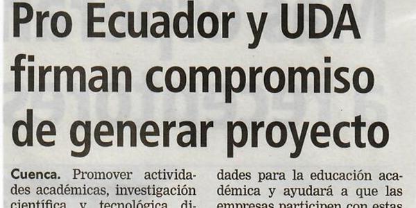 Pro Ecuador y UDA firman compromiso de generar proyecto