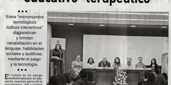 Proyecto aporta con software educativo-terapéutico