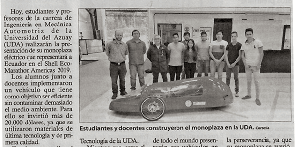 U. del Azuay presentará vehículo eléctrico en los Estados Unidos