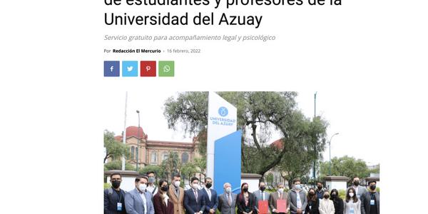 Víctimas de violencia recibirán apoyo de estudiantes y profesores de la Universidad del Azuay