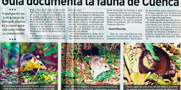 Guía documenta la fauna de Cuenca