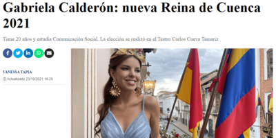 Gabriela Calderón: nueva Reina de Cuenca 2021