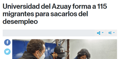 Universidad del Azuay forma a 115 migrantes para sacarlos del desempleo