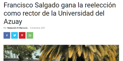 Francisco Salgado gana la reelección como rector de la Universidad del Azuay