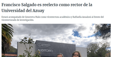 Francisco Salgado es reelecto como rector de la Universidad del Azuay