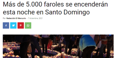 Más de 5.000 faroles se encenderán esta noche en Santo Domingo