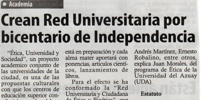 Crean Red Universitaria por bicentenario de Independencia
