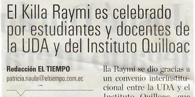 El Killa Raymi es celebrado por estudiantes y docentes de la UDA y del Instituto Quilloac