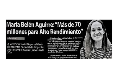 María Belén Aguirre: "Más de 70 millones para Alto rendimiento"