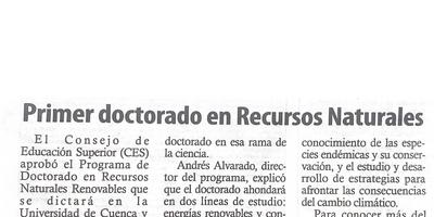 Primer doctorado en Recursos Naturales