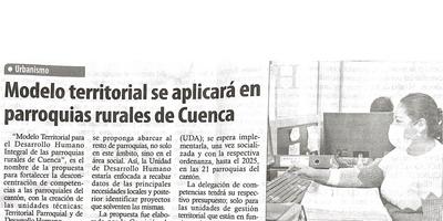 Modelo territorial se aplicará en parroquias rurales de Cuenca